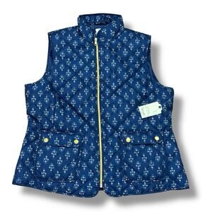NWT St John’s Bay Women’s Size L Blue Floral Puffer Vest Layering Gorpcore
